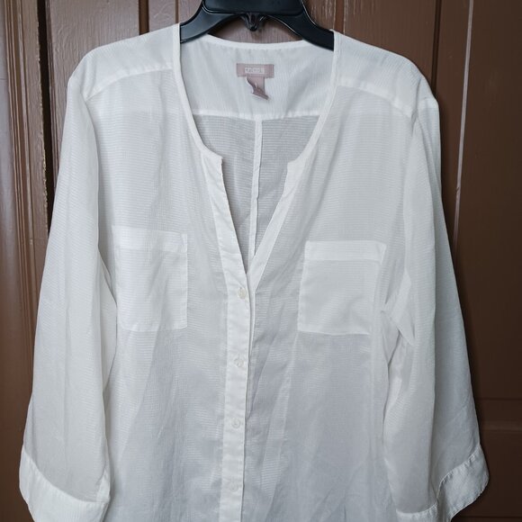 Chico Women's White Top Button Down size 1 (10 - 12) - Picture 8 of 8